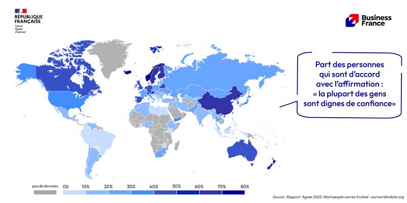 carte de la culture de la confiance dans le monde : place de la Suède